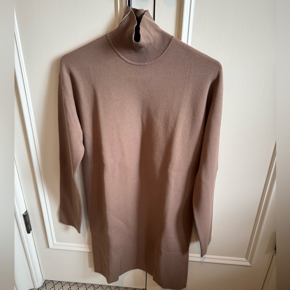 Theory brown turtleneck mini sweater dress